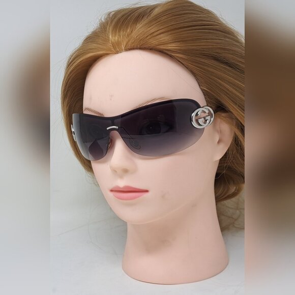 Gucci Women\'s Sunglasses Vintage Y2K Shield Wrap Silver Purple Gradient GG2773/S main image 14